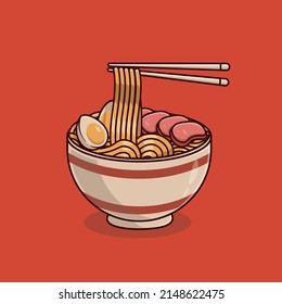 Ramen noodle cartoon vector illustration