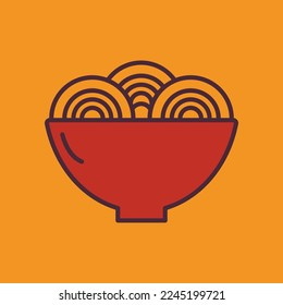 Ramen noodle Chinese and japan icon illustration. icon related to lunar new year. asian traditional. Two tone icon style. Simple vector design editable