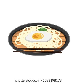 Ramen noodle with egg cartoon vector .national traditional Asian street food,isolated illustration