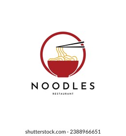 Ramen noodle food logo design with circle
