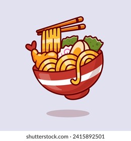 Fideicomiso De Ramen Con Gambas Fritas Y Caricatura Con Palo
Ilustración de iconos vectores. Concepto de icono de objeto alimentario aislado
Vector Premium. Estilo de dibujo plano