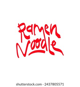 Ramen noodle hand drawn lettering text