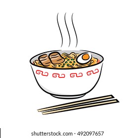Ramen Noodle. A hand drawn vector illustration of a Japanese ramen noodle.