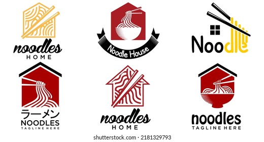 Ramen Noodle House icon set Logo Template