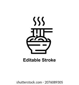 ramen noodle icon designed in outline style in food and drink icon theme