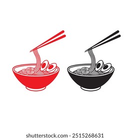 Icono de fideos de ramen, Imagen de Vector de fideos de ramen, dibujos animados de fideos asiáticos de ramen, logotipo de fideos.