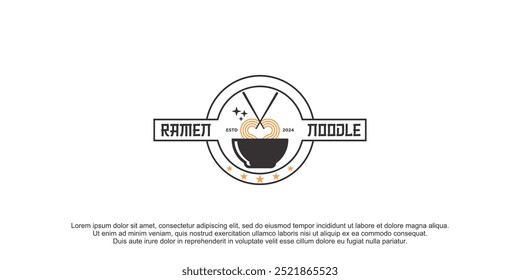 Ramen noodle icon vector logo design with creative concept Premium Vector
