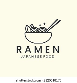 ramen noodle japan minimalist line art logo icon template vector design