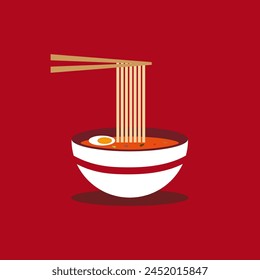 Ramen noodle Japanese Chinese food vector clip art editable stroke