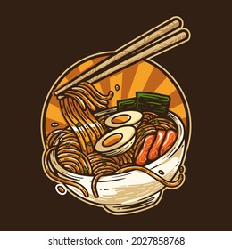 Ramen noodle japanese food artwork for t shirt design