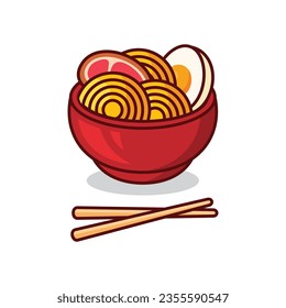 Ramen Noodle Japanese Food Icon. Vector