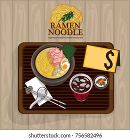 ramen noodle japanese food objects set