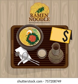 ramen noodle japanese food  objects set