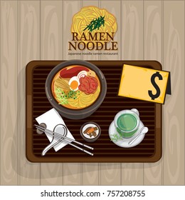 ramen noodle japanese food  objects set