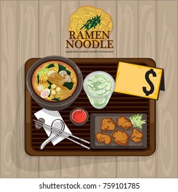 ramen noodle japanese food objects set