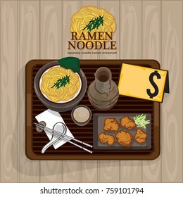 ramen noodle japanese food objects set