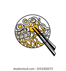 ramen noodle Japanese food vector flat illustration