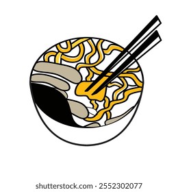 ramen noodle Vector de comida japonesa ilustración plana