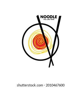 Ramen noodle , Japanese Noodle Illustration Logo Template.