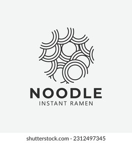 ramen noodle japanese minimalist line art logo icon vector design