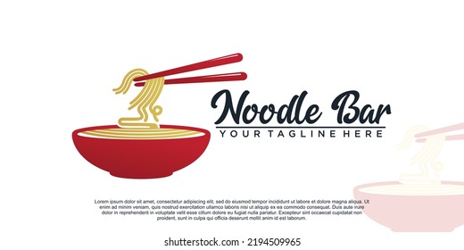 Ramen noodle logo design illustration for restaurant icon with creative element Premium Vector