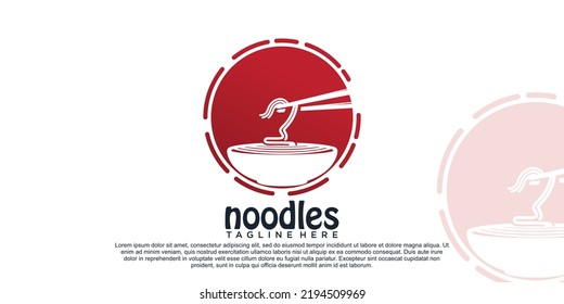 Ramen noodle logo design illustration for restaurant icon with creative element Premium Vector