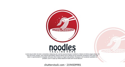 Ramen noodle logo design illustration for restaurant icon with creative element Premium Vector