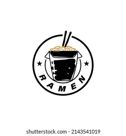 Ramen and noodle logo design template