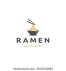 Ramen noodle logo icon design template flat vector