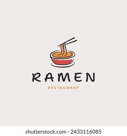 Ramen noodle logo icon design template flat vector