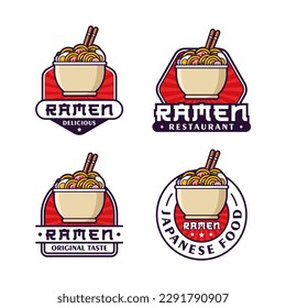 Ramen noodle restaurant design logo collection for label product, shop logo, stamp, banner, and more