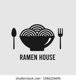 Ramen noodle soup bowl with chopsticks flat vector icon for food apps and websites