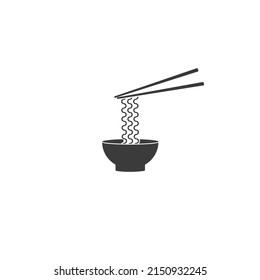 Ramen noodle soup bowl chopsticks icon in modern flat sign vector
