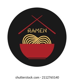 Ramen noodle soup bowl icon Isolated on white background. Vector illustration