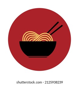 Ramen noodle soup bowl icon Isolated on white background. Vector illustration