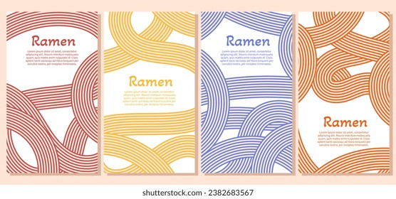 Plantilla de medios sociales de textura de fideos Ramen. fondo ondulado japonés, chino