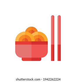 Ramen, Noodle, Udon, Miso Flat Icon Logo Illustration Vector Isolated. Japanese Food and Restaurant Icon-Set. Suitable for Web Design, Logo, App, and Upscale Your Business.