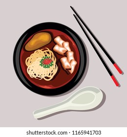 Ramen noodle vector illustration