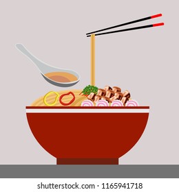 Ramen noodle vector illustration