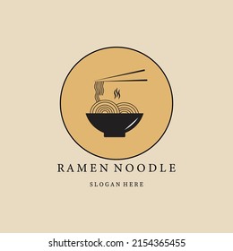 ramen noodle vector logo, icon and symbol, with emblem vector illustration design