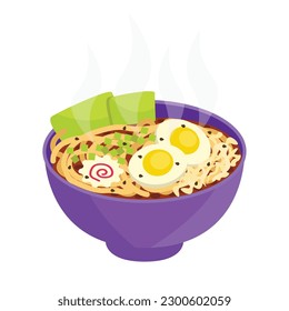 Ramen. Noodles, broth, vegetables, meat, egg. Popular Japanese dish.