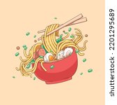 Ramen noodles cartoon vector , icon concept , illustration ramen noodles