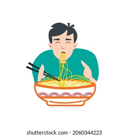 Ramen noodles. Good for mural in japanese restaurant. Vector illustration