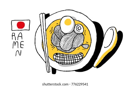 Ramen noodles. Good for mural in japanese restaurant. Vector and JPEG included