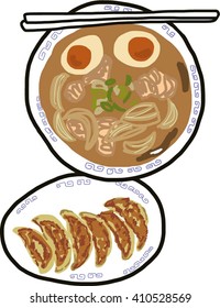 Ramen noodles and Gyoza