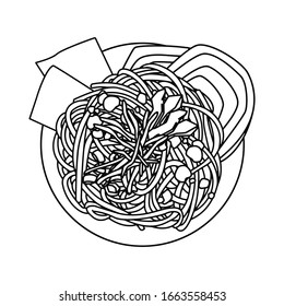 ramen noodles. Japanese food, hand drawn style vector design illustration.