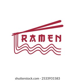 Ramen noodles logo lettering design vector illustration template. Hand draw