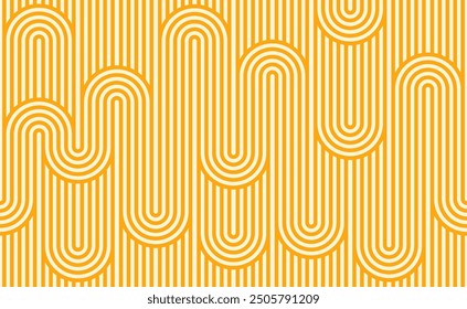 Ramen noodles pasta seamless pattern background with wavy lines, vector tile. Abstract pattern of Asian noodles in curly wave lines or round zig zag twirls, Chinese instant noodles seamless background