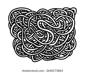 Ramen noodles top view vector doodle sketch