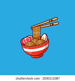 Ramen noodles vector cartoon illustration